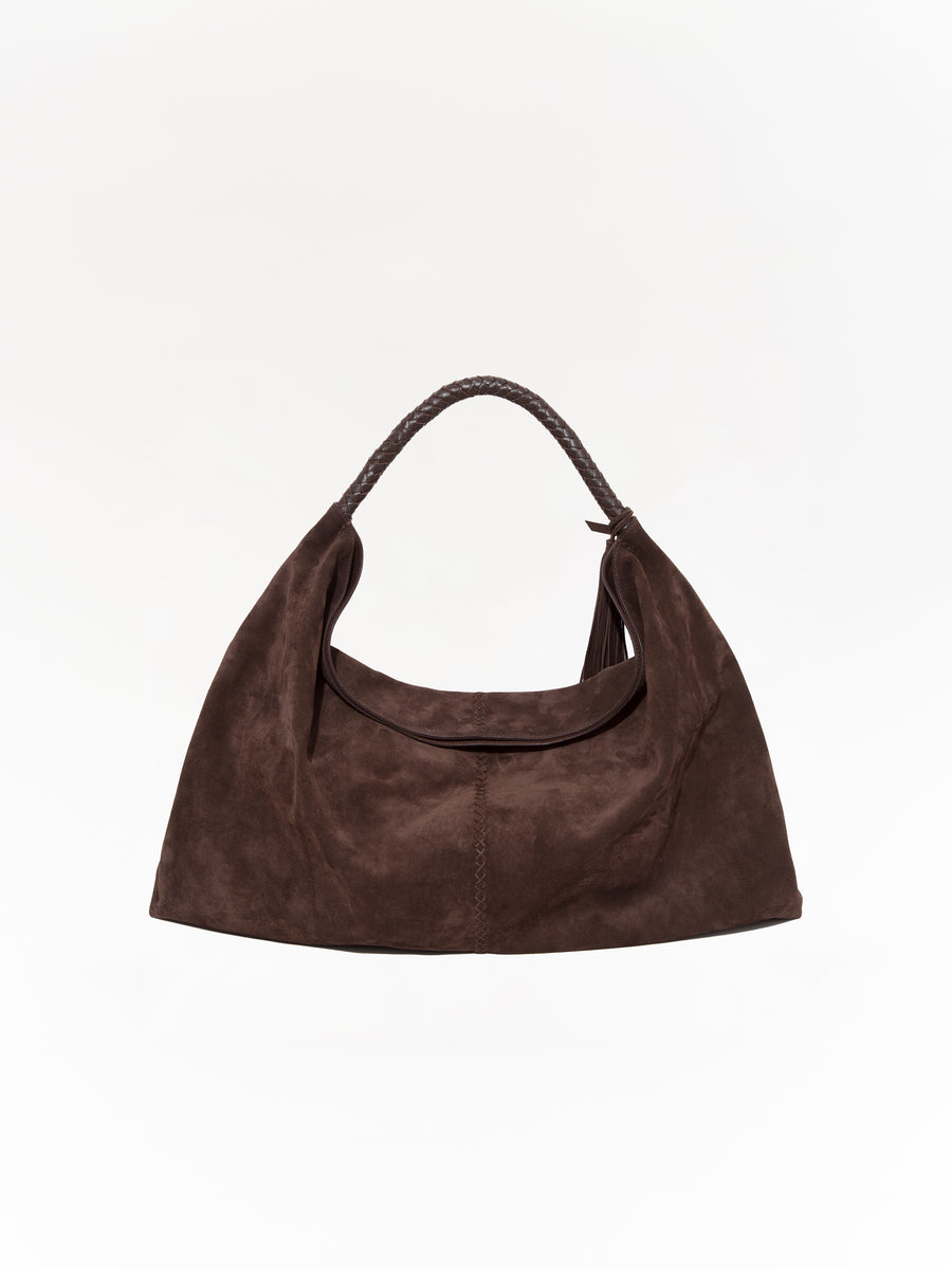 GALIA - Oversized suede tote bag with woven handle