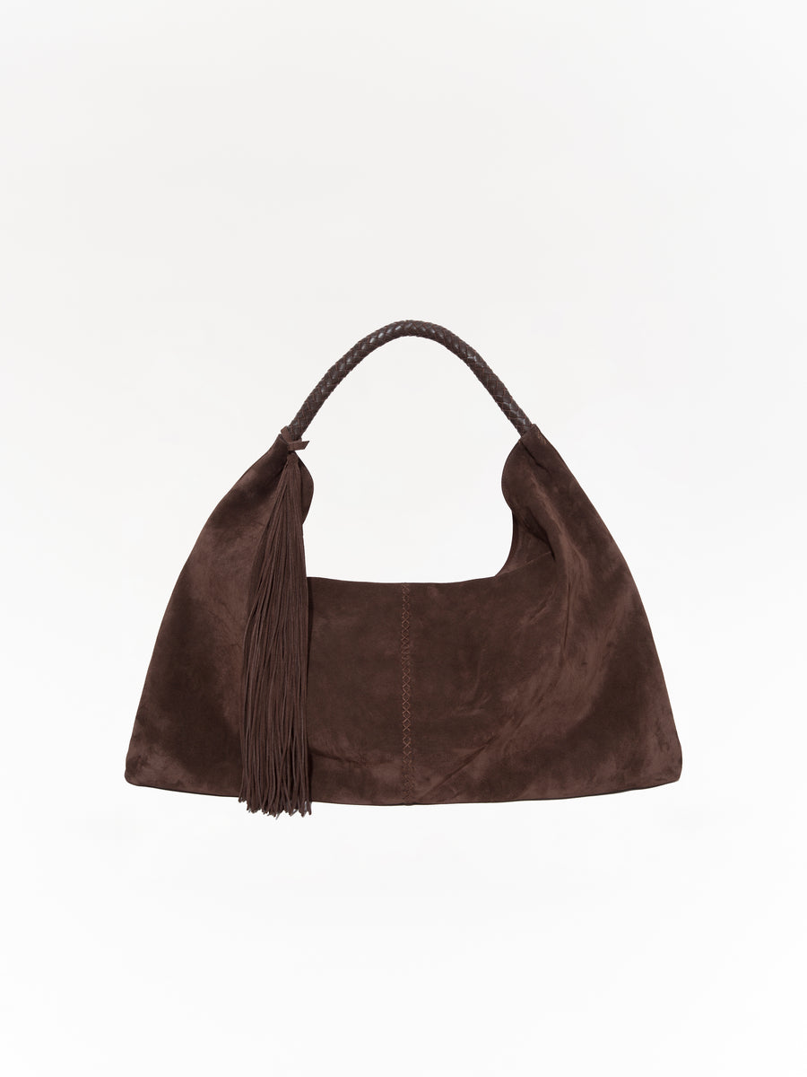 GALIA - Oversized suede tote bag with woven handle