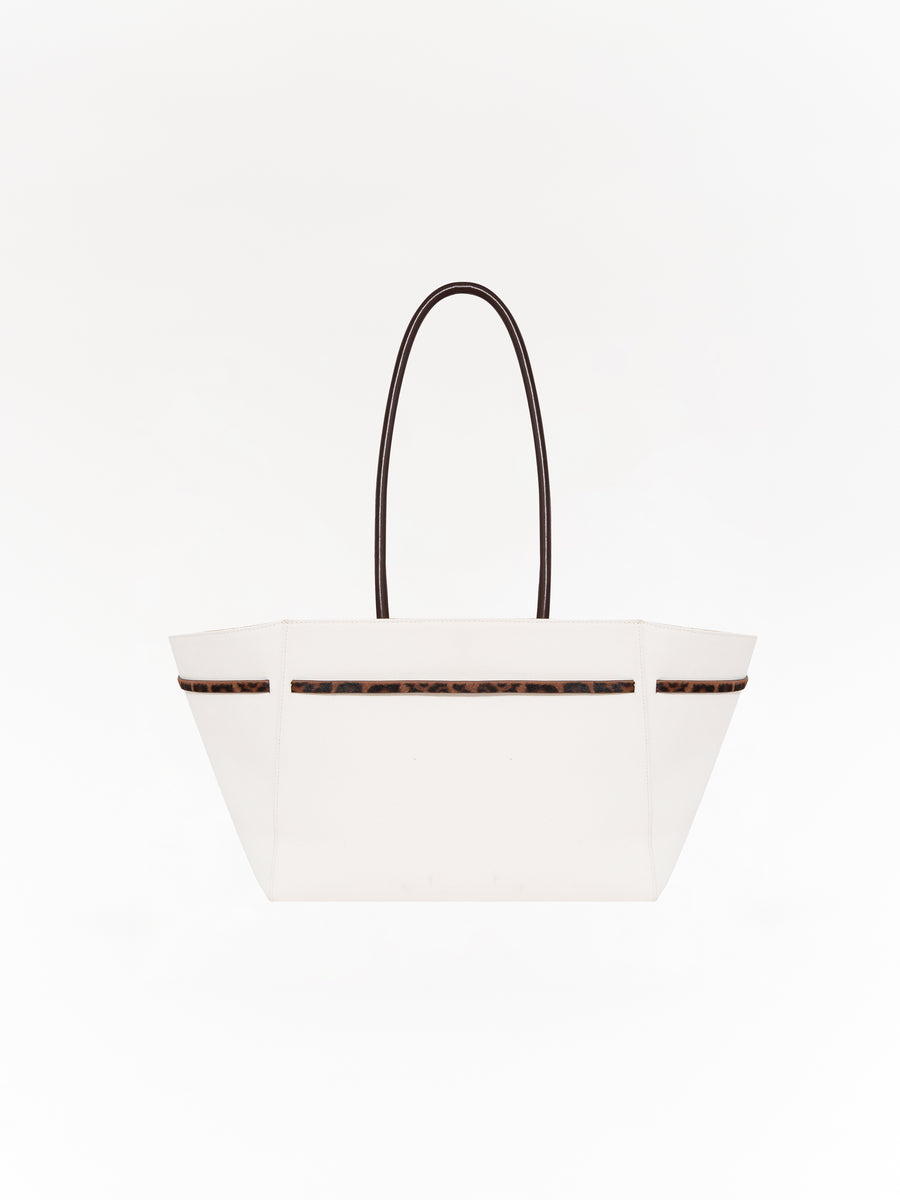 NOA - Oversized canvas tote bag with leather tube shoulder straps