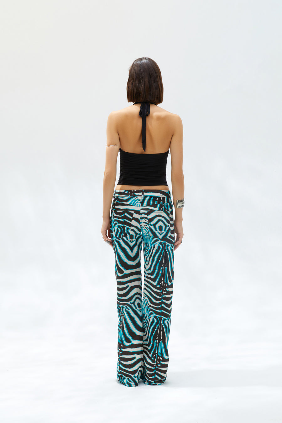 ESSIE - Low-rise wide-leg zebra printed pants