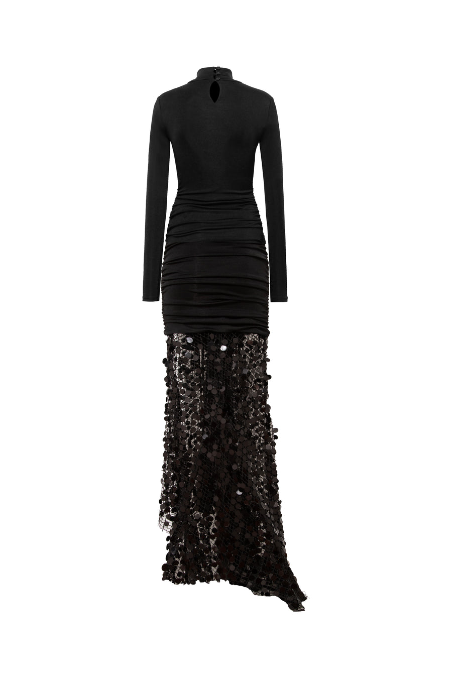 BERN - Tie-front mock neck sequined maxi dress