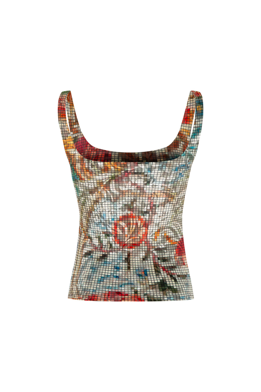 CALI - Floral-print square-neck devoré tank top