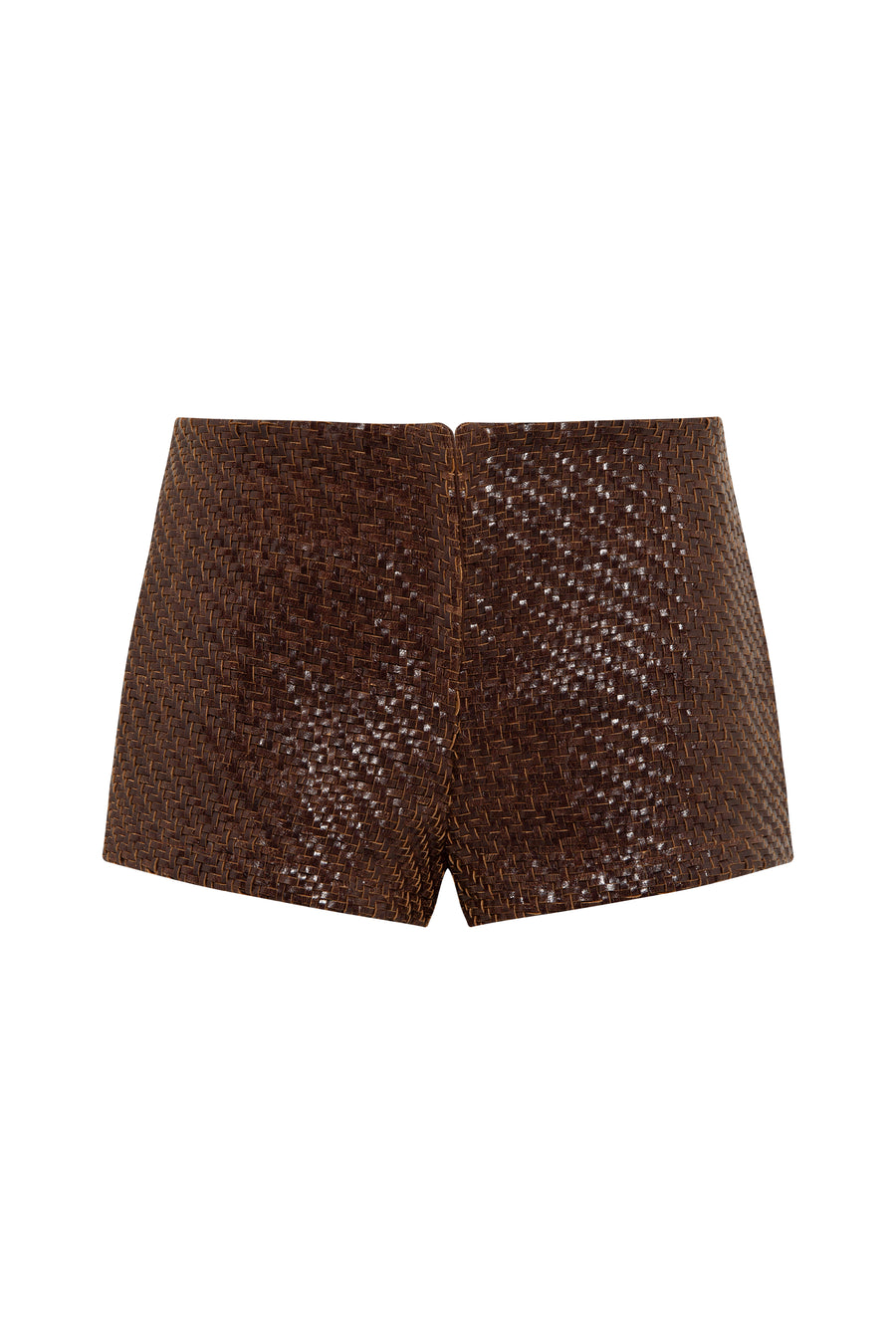 HUJI - Woven leather mini shorts
