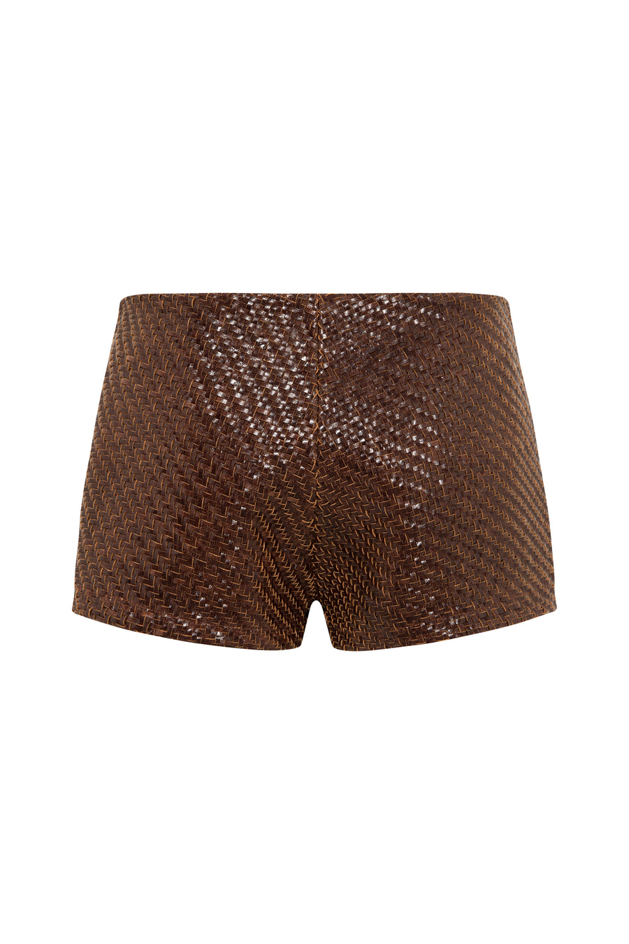 HUJI - Woven leather mini shorts