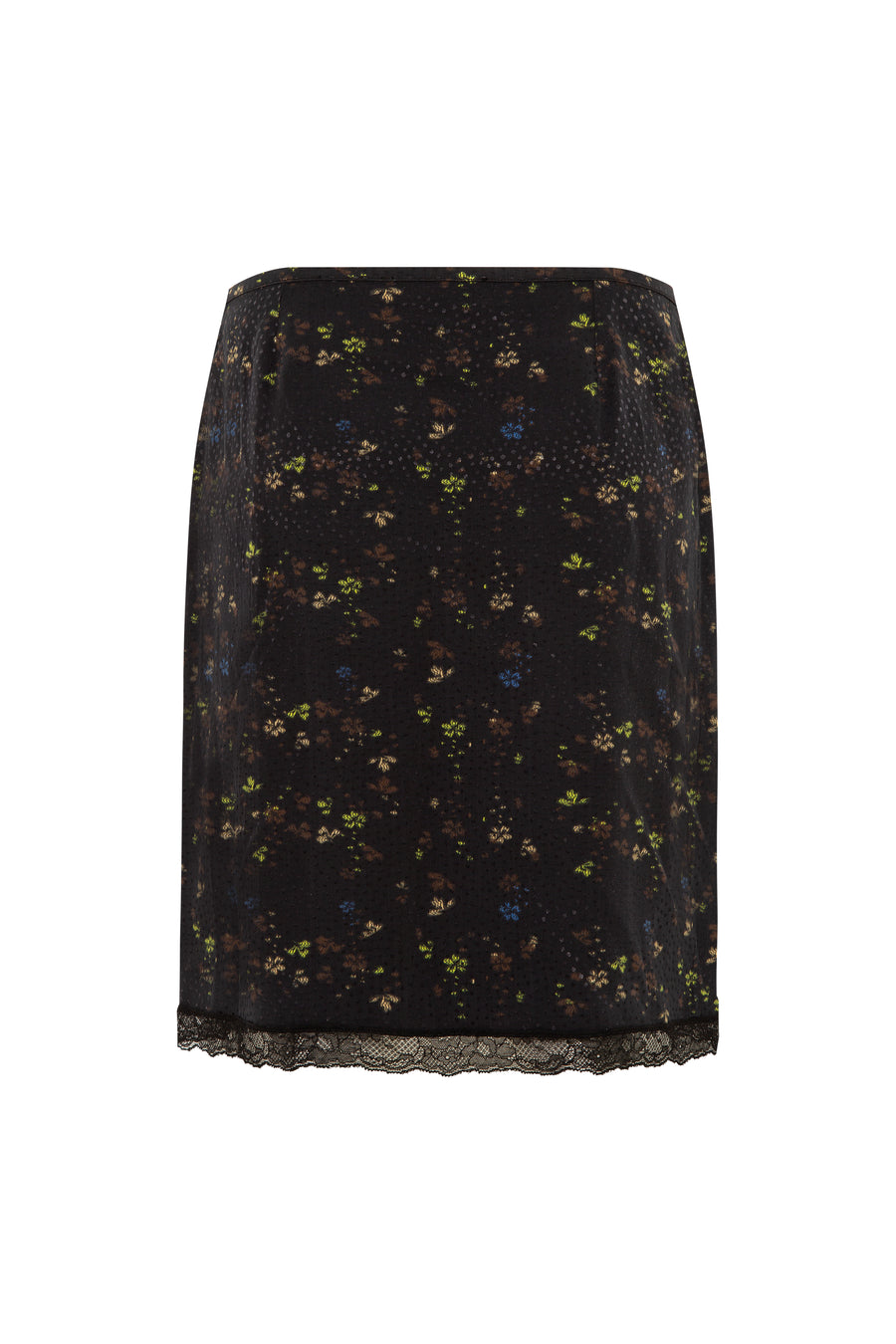 KAEN - Floral-print lace trimmed skirt with front slits