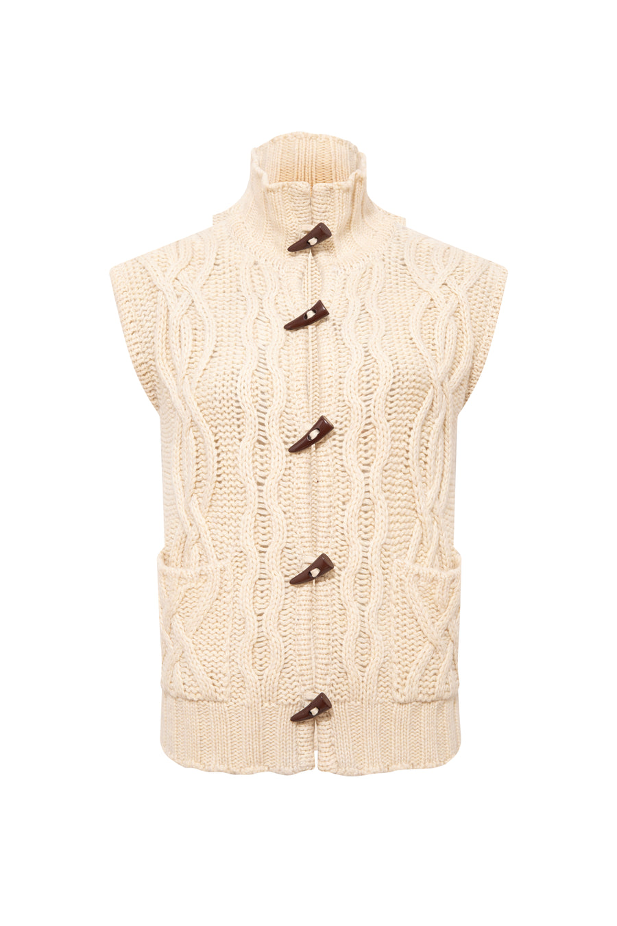 LESNA - High-neck cable knit vest