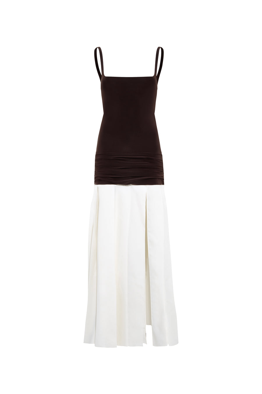 LIENA - Pleated jersey and cotton mix maxi dress