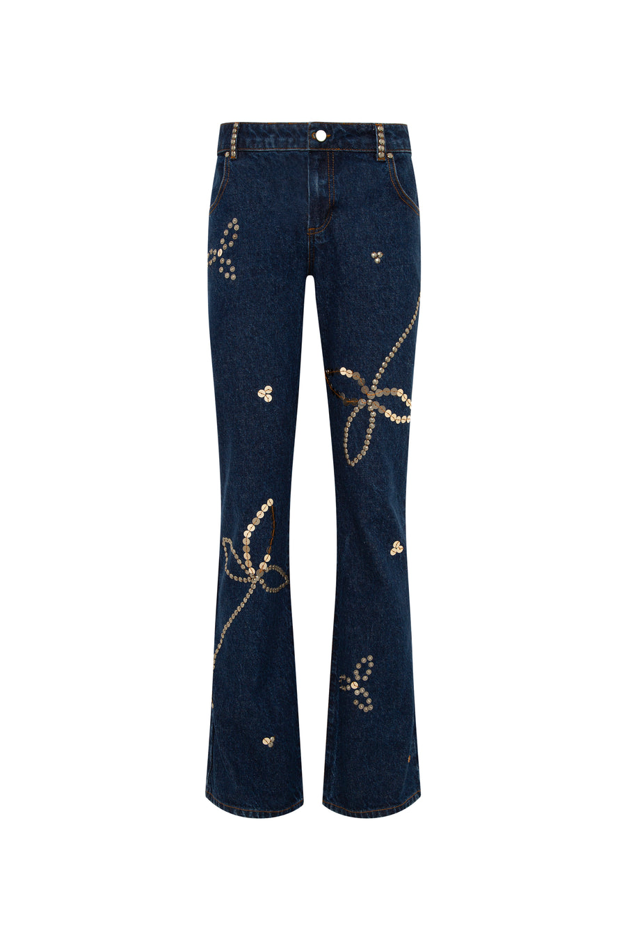 LUISIA - Low-rise straight-leg embellished jeans