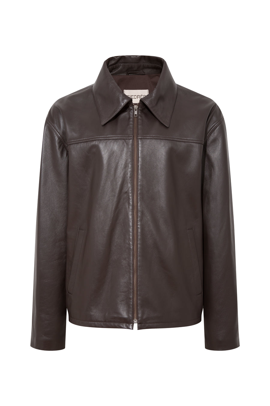 MACK - Zip-up boxy fit leather jacket