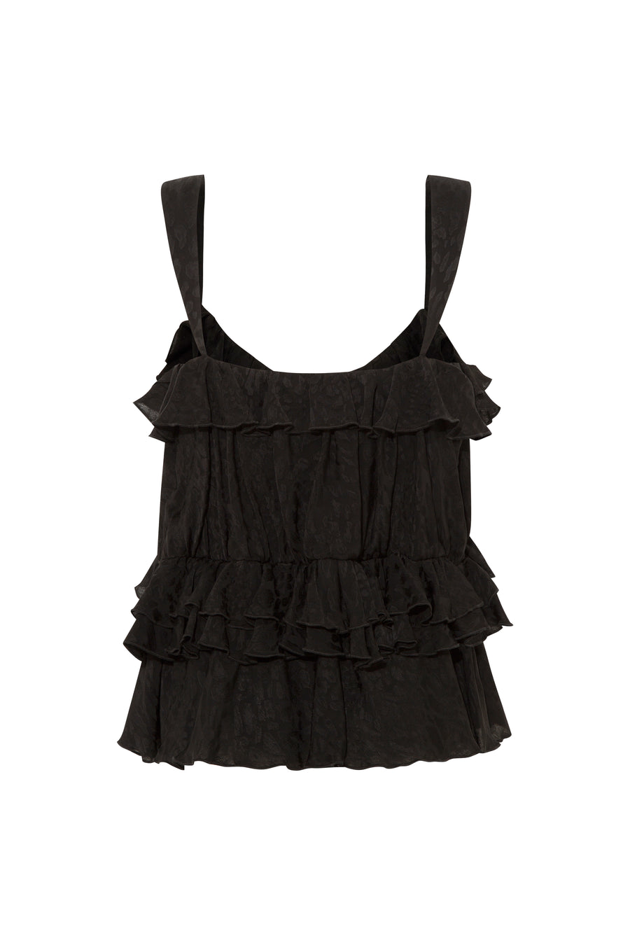 MANOLIAS - Ruffle and bow detailed jaquard top