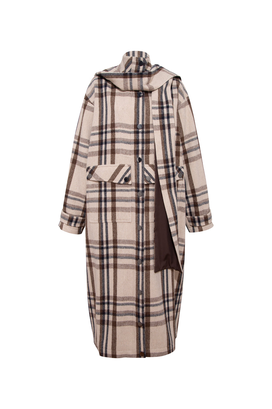 MEDES - Oversize checked coat with detachable hood