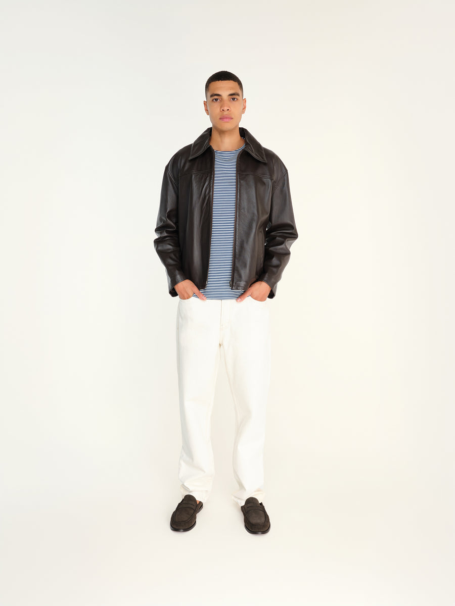 MACK - Zip-up boxy fit leather jacket