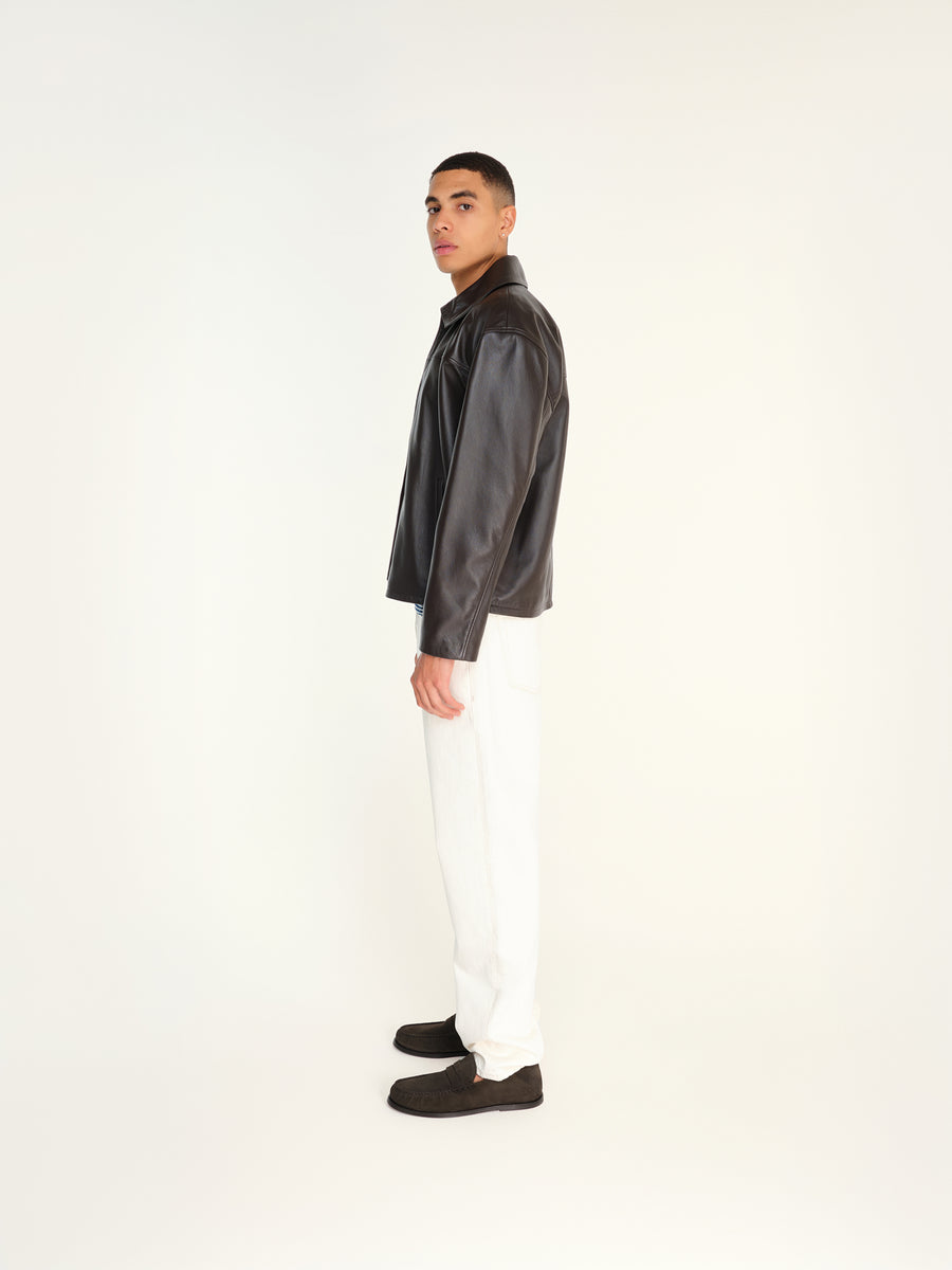 MACK - Zip-up boxy fit leather jacket