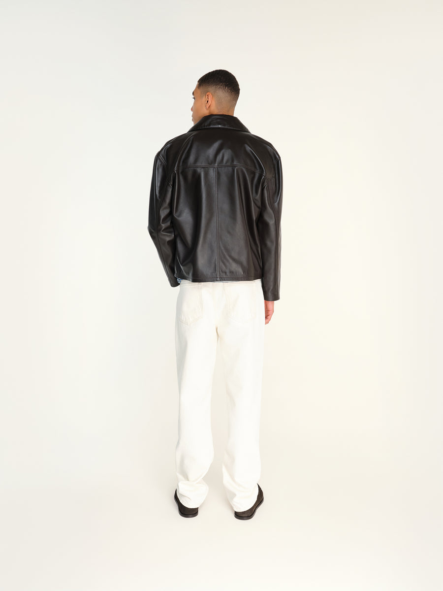 MACK - Zip-up boxy fit leather jacket