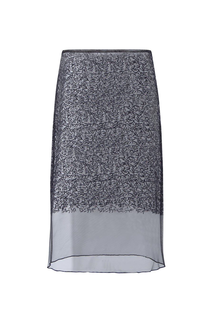 NOVI - Sheer beaded low-rise midi skirt