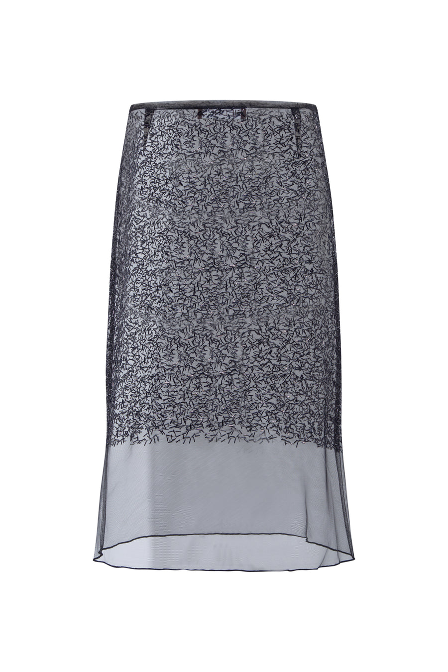 NOVI - Sheer beaded low-rise midi skirt