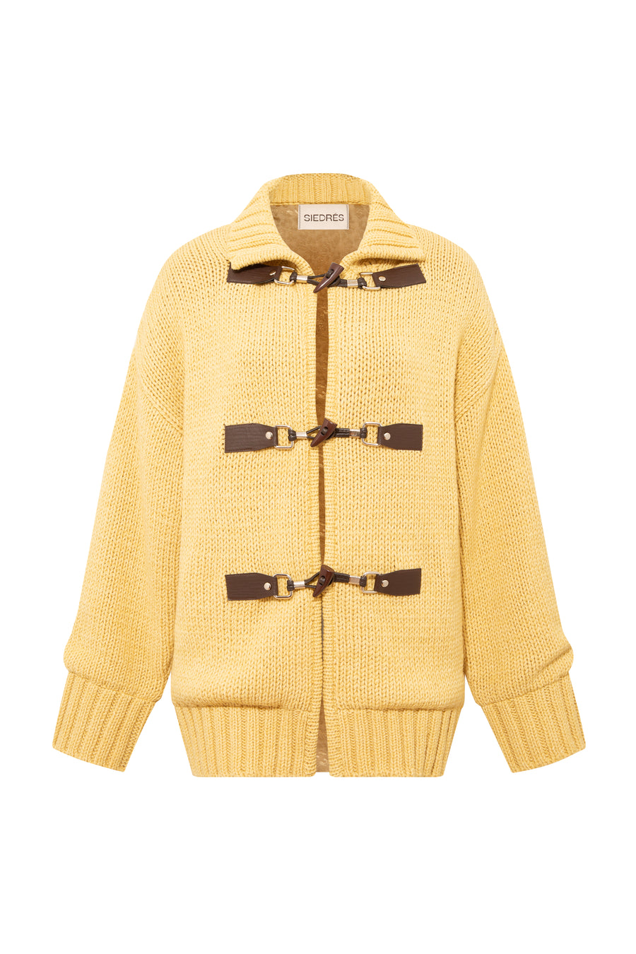 OLLIIE - Buckle detailed cardigan with leopard-print lining