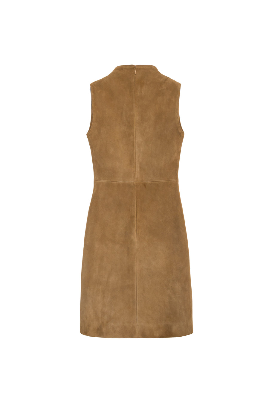 PORY - High v-neck suede leather mini dress with front pockets