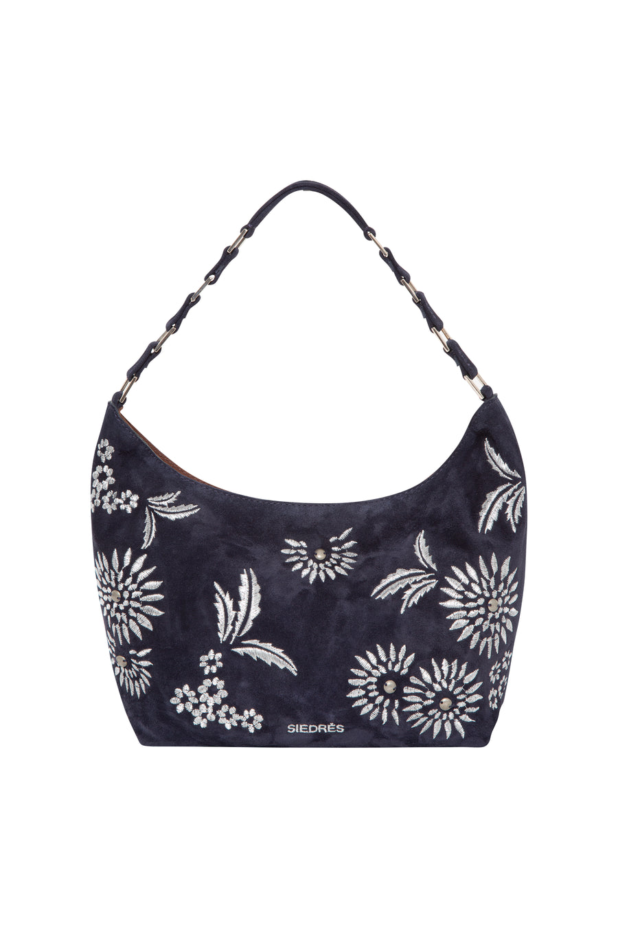 MINI GALIA - Shoulder bag with silver embroidery and chain strap