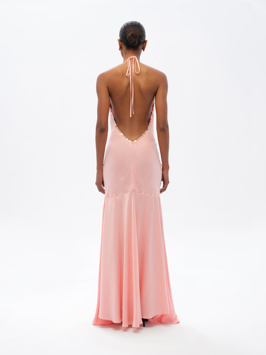 VICKA - Embellished open-back maxi dress