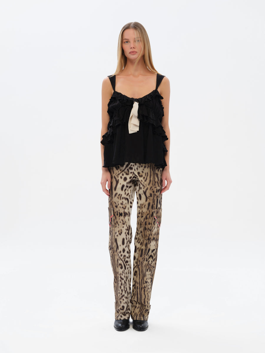 IDA - Animal-print straight-leg pants with side pockets