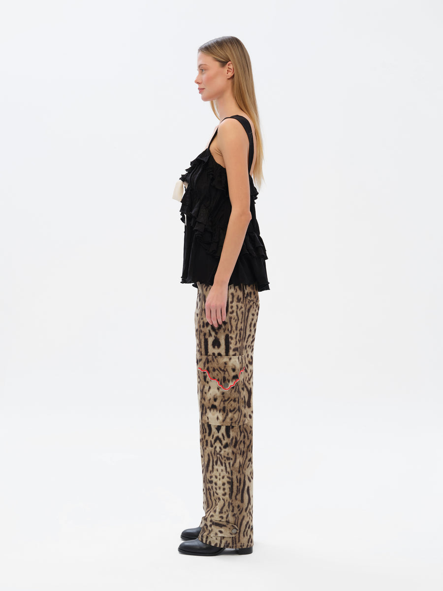 IDA - Animal-print straight-leg pants with side pockets