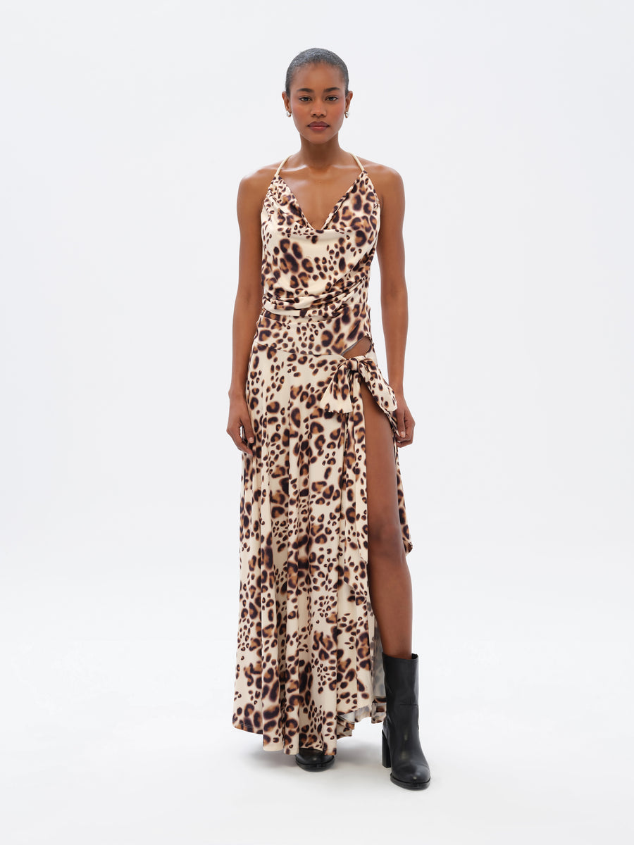 NESTA - Cut-out detailed animal-print dress