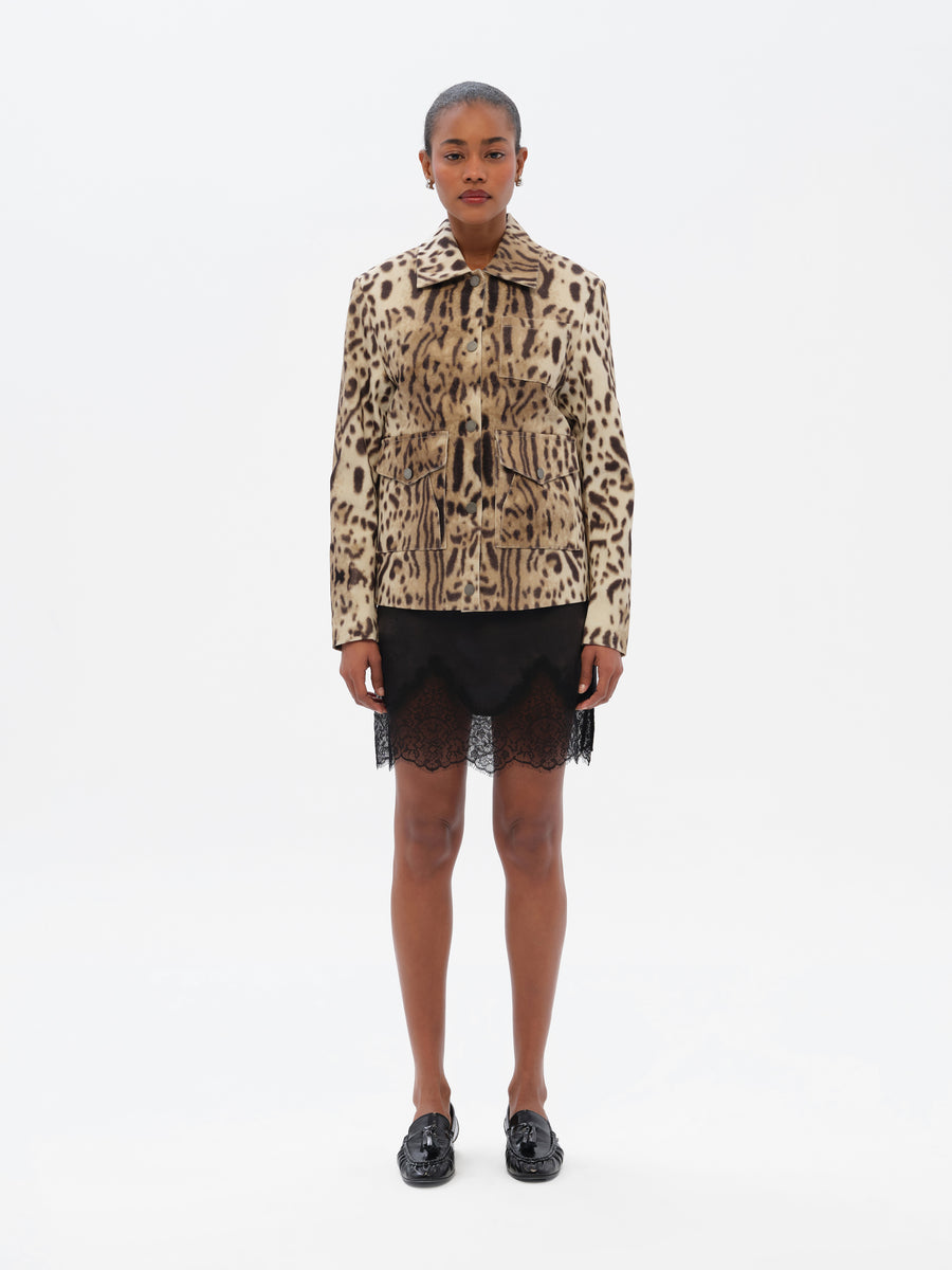 JEMY - Cropped animal-print jacket with front pockets