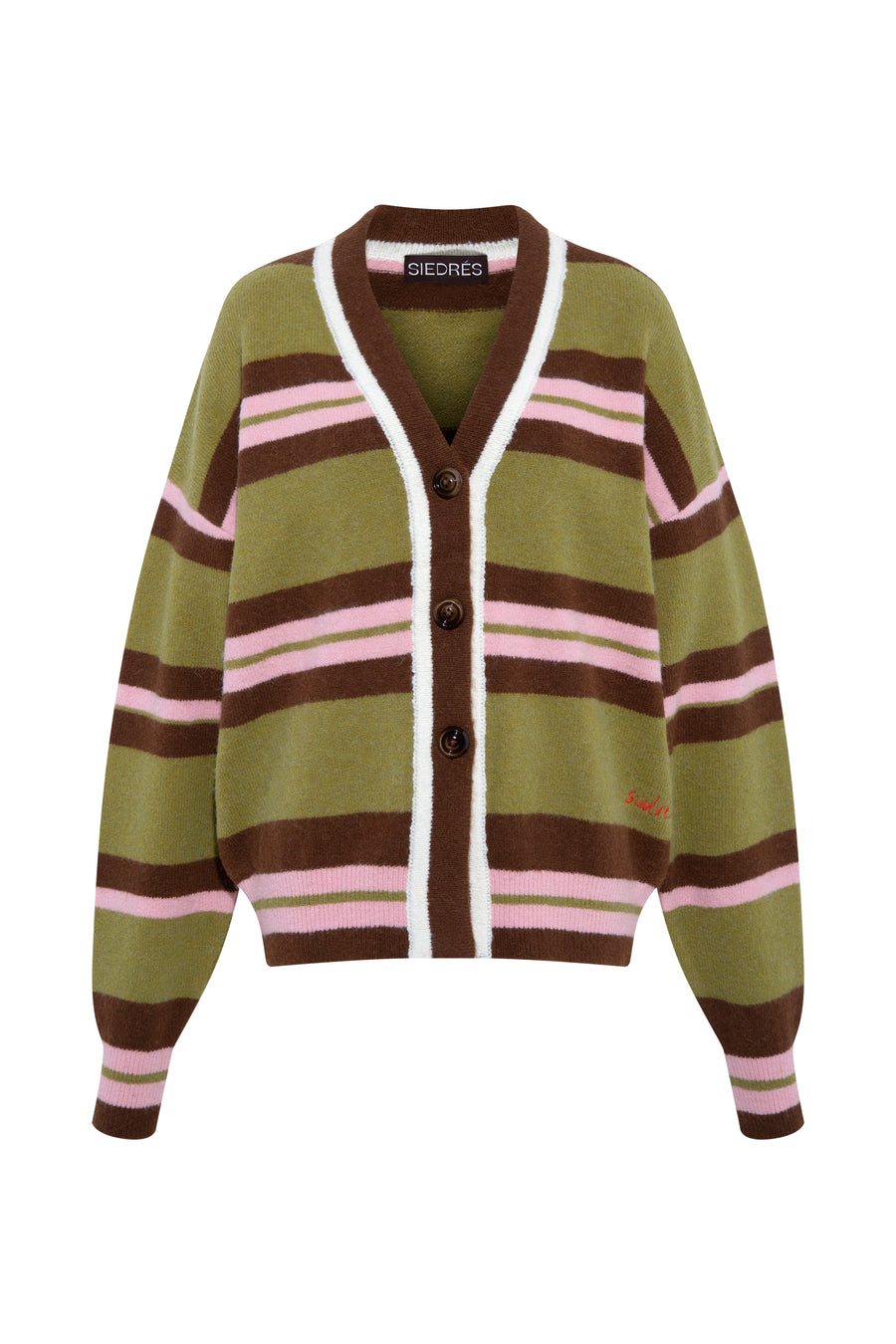 VORY - Striped cardigan with logo detail