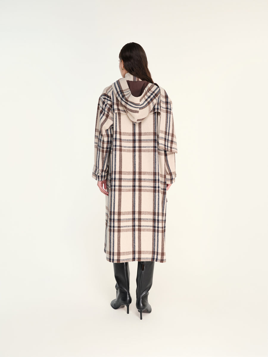 MEDES - Oversize checked coat with detachable hood