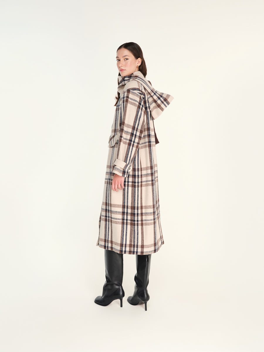 MEDES - Oversize checked coat with detachable hood