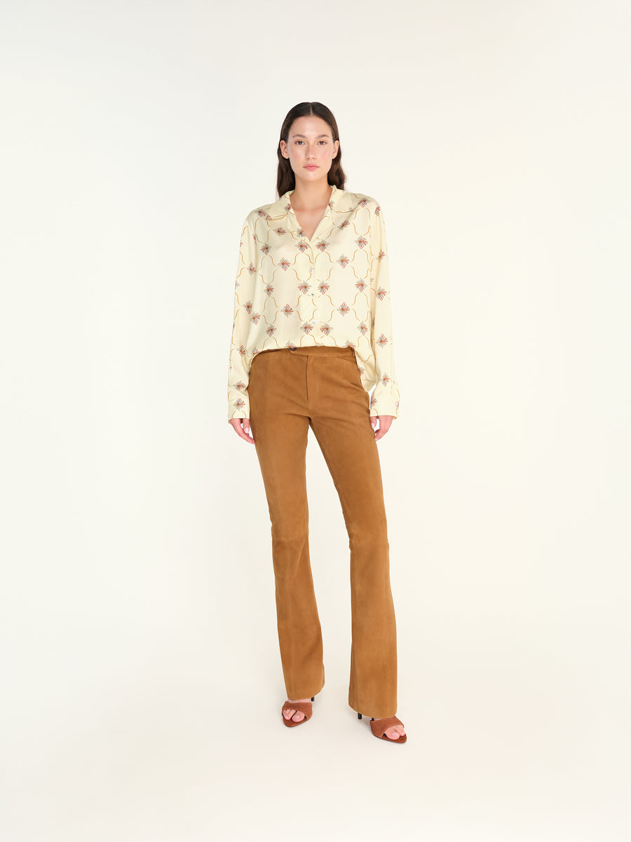 BERU - Flare-leg suede leather pants