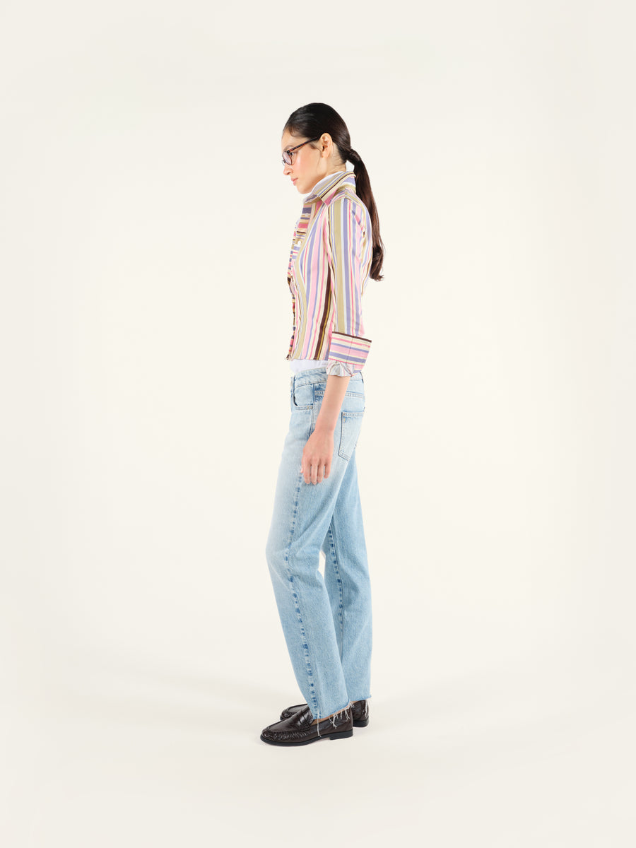 NEGI - Multicolour striped fitted button-down shirt