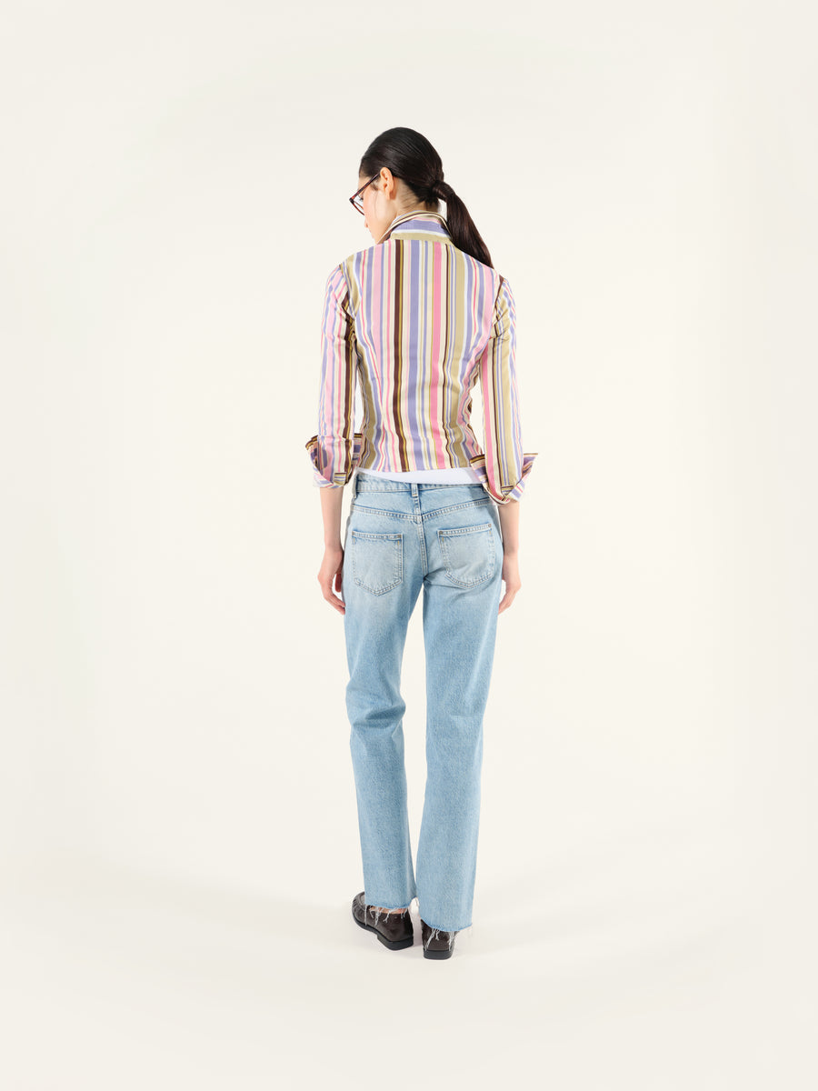 NEGI - Multicolour striped fitted button-down shirt