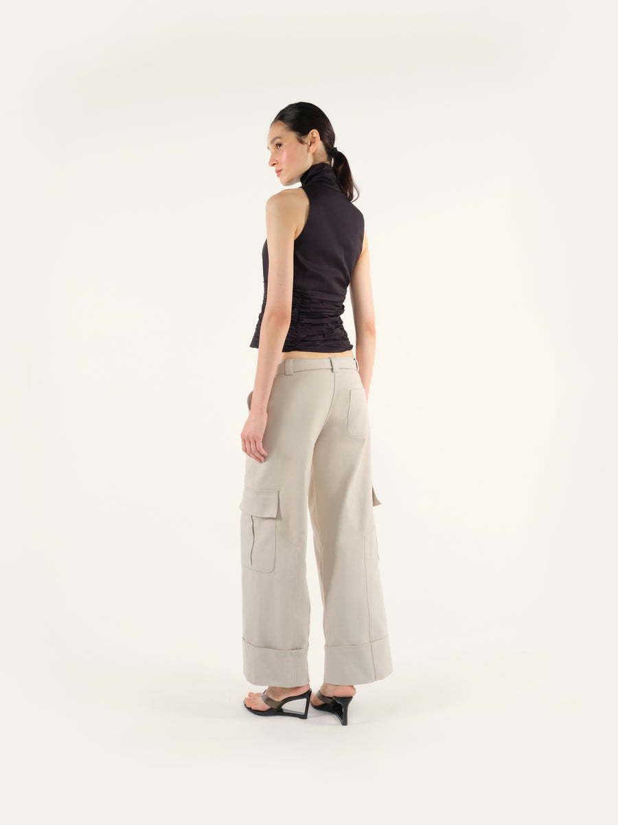 LETO - Wide-leg cargo pants with detachable belt