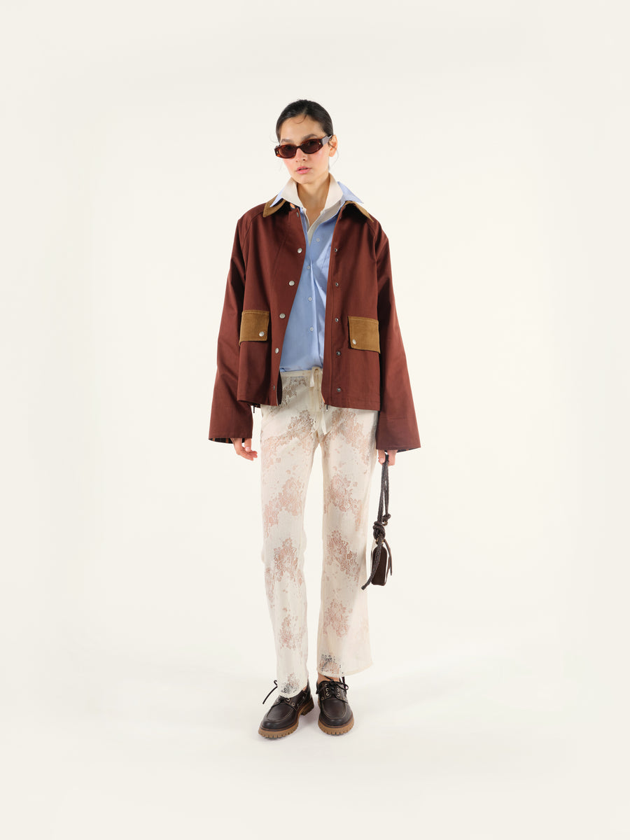 MUSY - Corduroy trimmed cotton jacket with printed lining