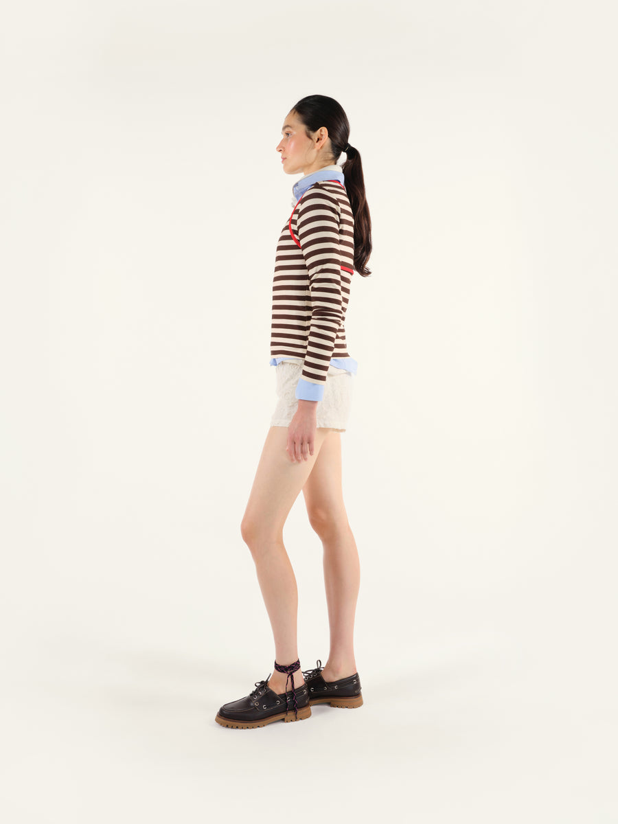 LININ - Striped long sleeve t-shirt with contrast piping