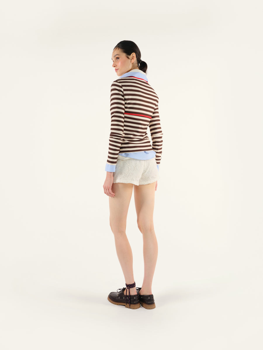 LININ - Striped long sleeve t-shirt with contrast piping