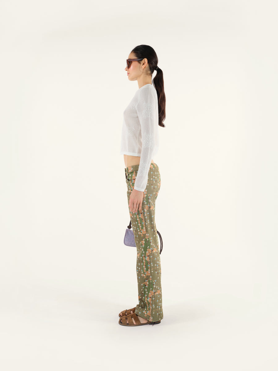 SAREL - Floral printed low-rise straight-leg pants