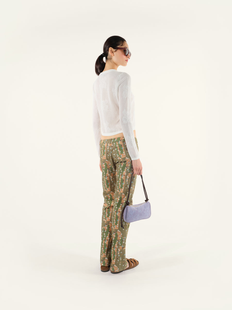 SAREL - Floral printed low-rise straight-leg pants