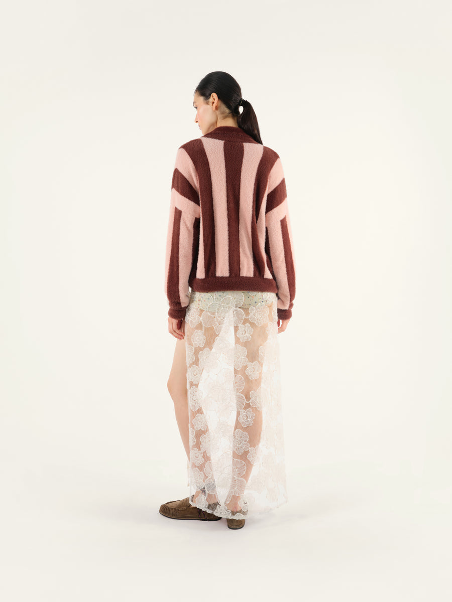 LENN - Striped zip-up knit jacket