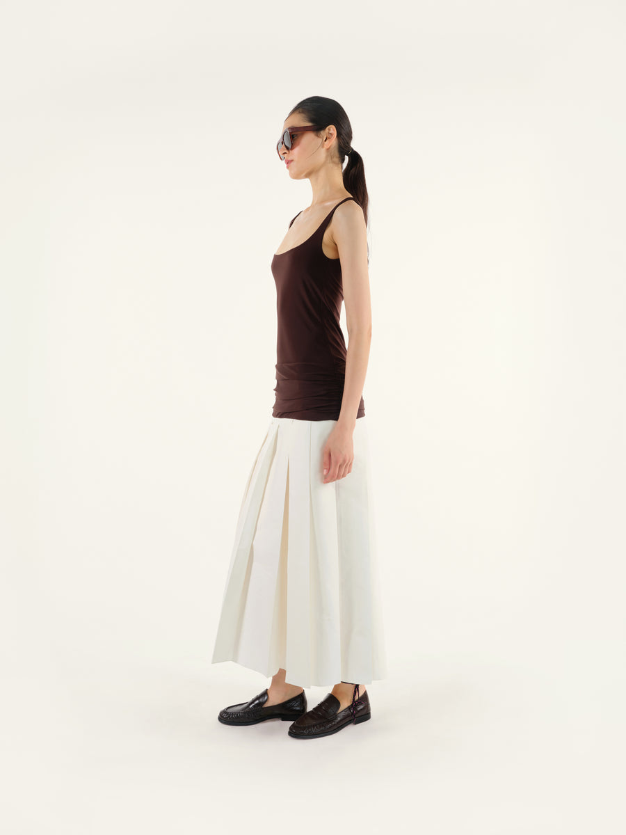 LIENA - Pleated jersey and cotton mix maxi dress