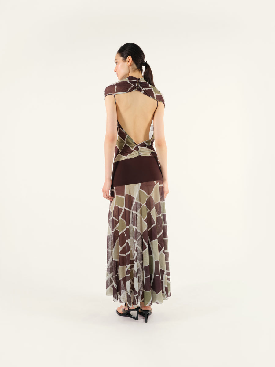 SLEN - Kaleidoscope open back maxi dress